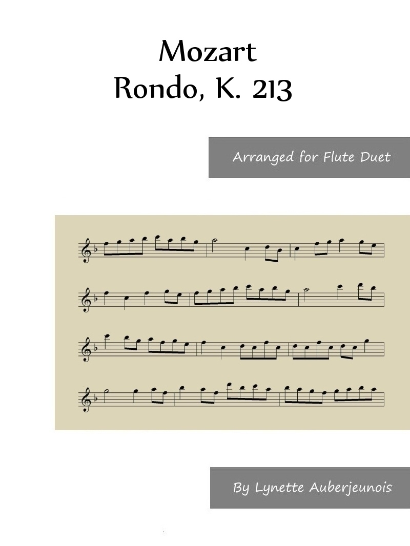 Sheet music cover for Rondo, K. 213 flute duet by Mozart