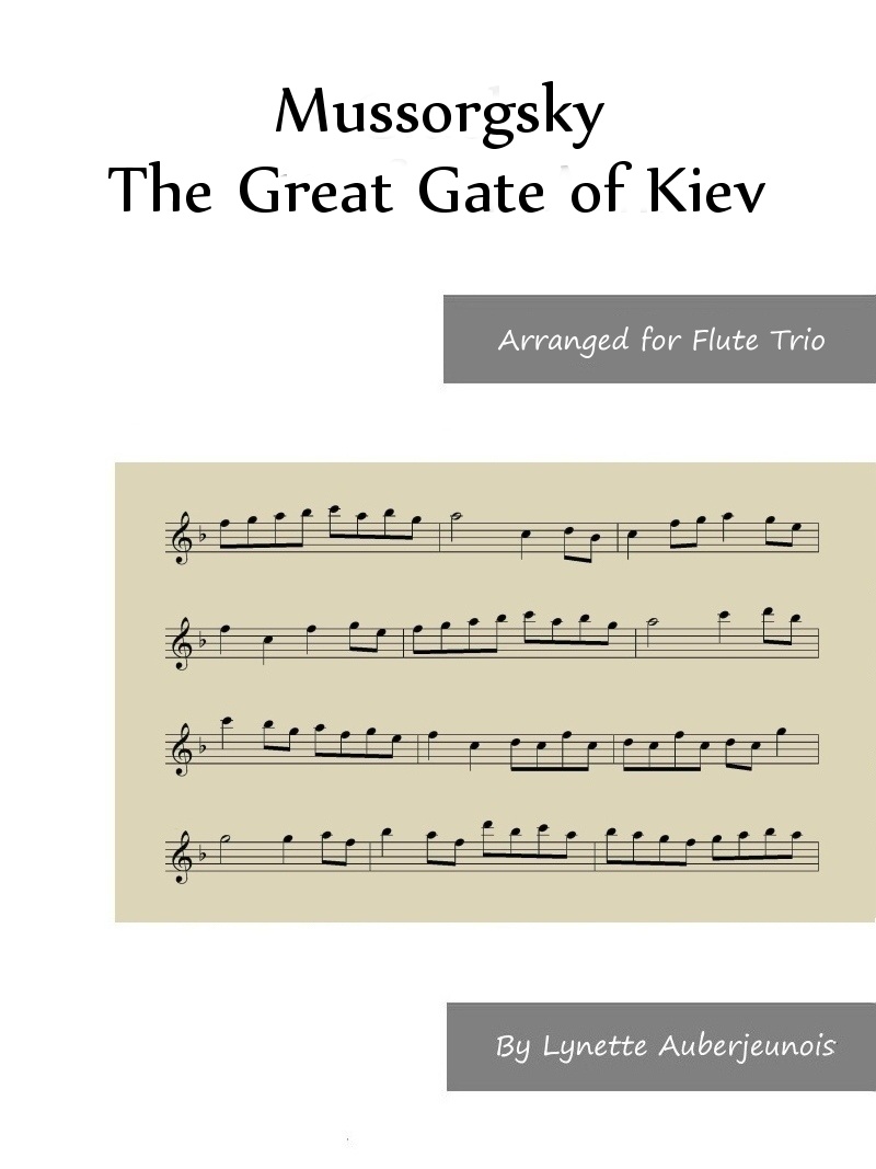 Sheet music cover for The Great Gate of Kiev flute trio by Mussorgsky