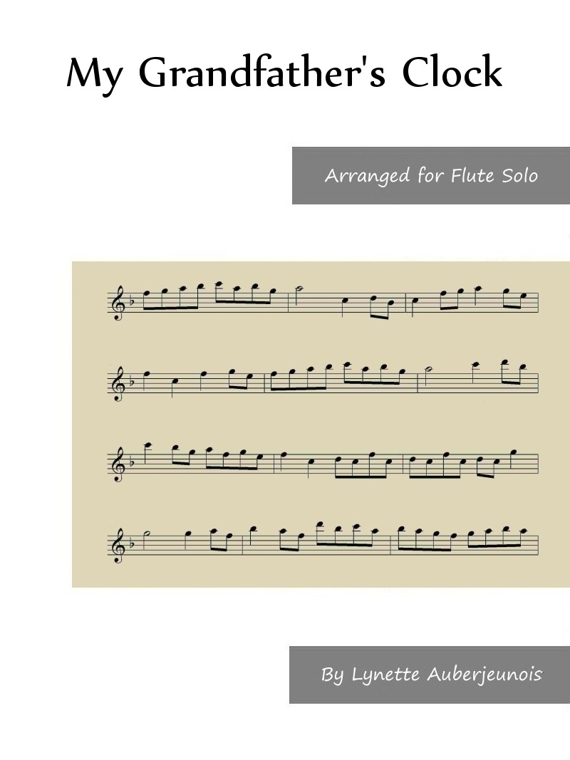 Sheet music cover for My Grandfather’s Clock flute solo