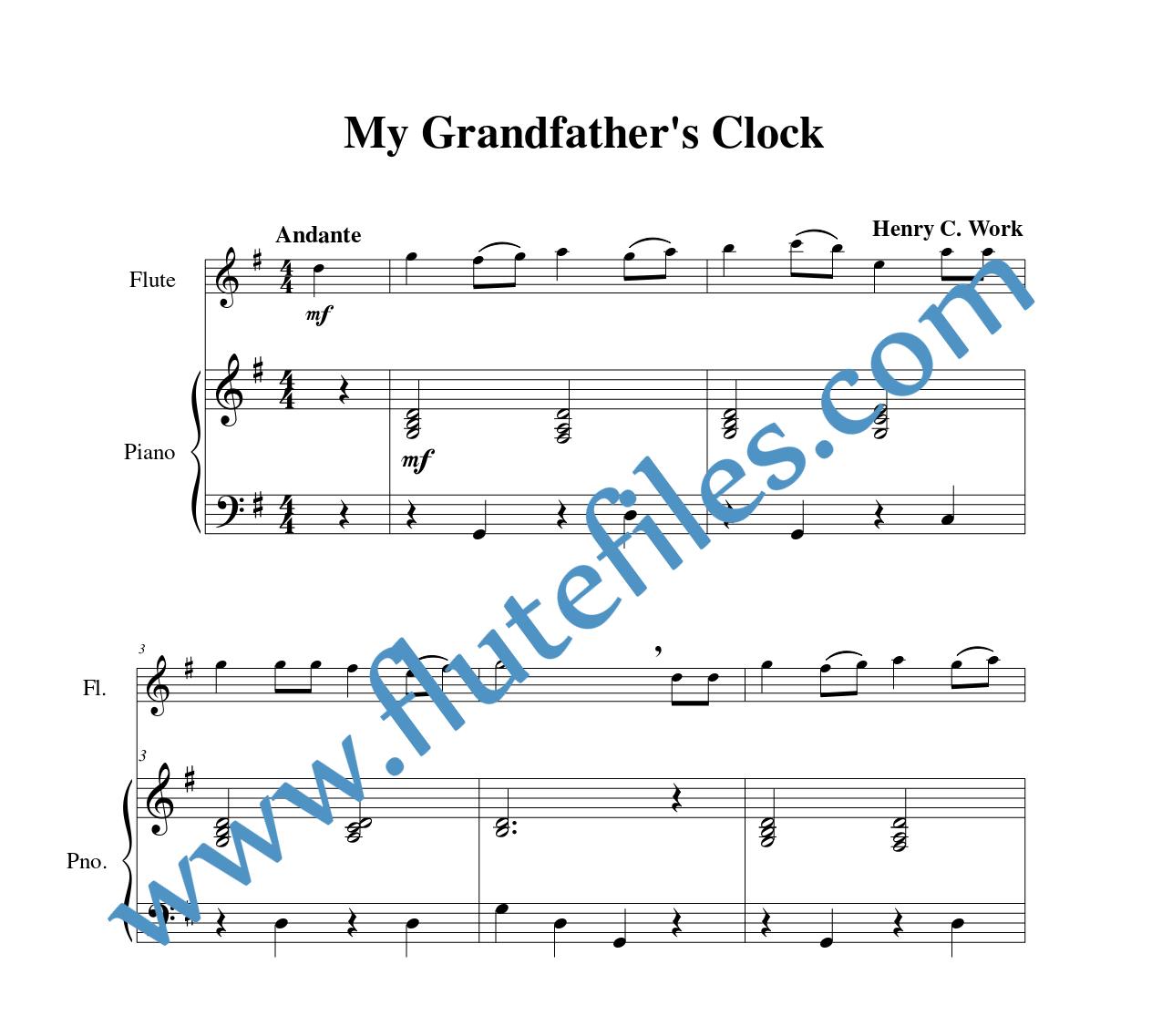 My Grandfather’s Clock Flute Solo Flute Files Publishing