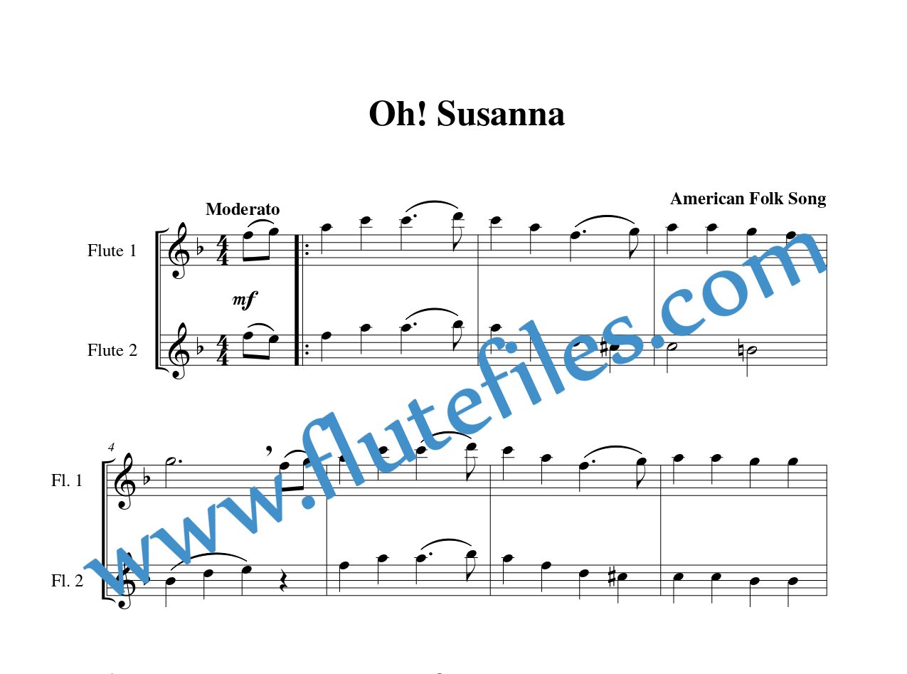 Oh! Susanna flute duet sheet music