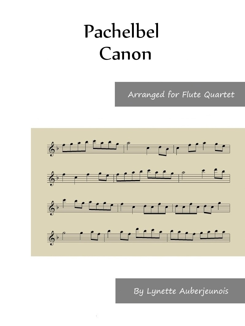 Sheet music cover for Canon flute quartet by Pachelbel