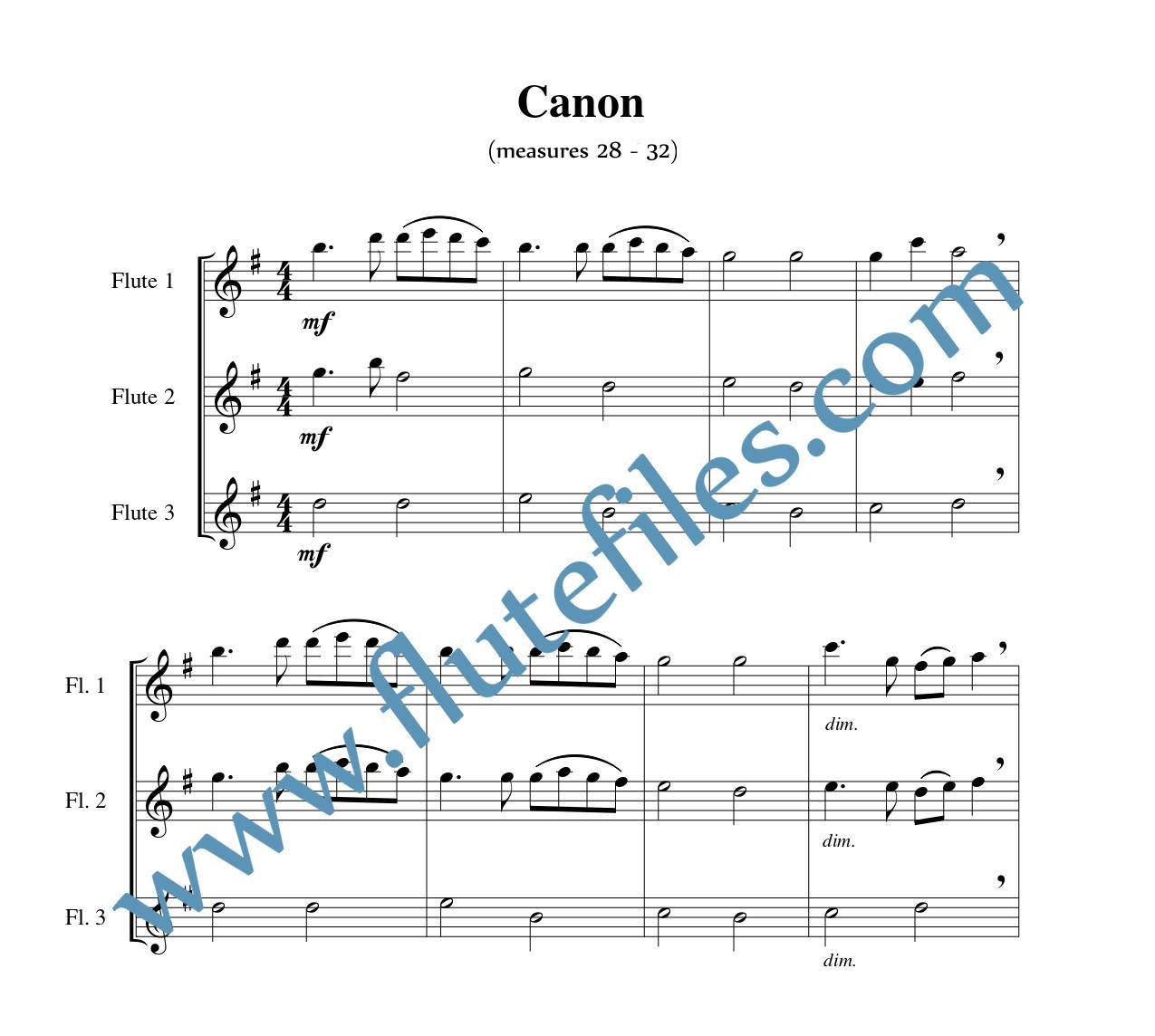 Canon flute trio sheet music by Pachelbel