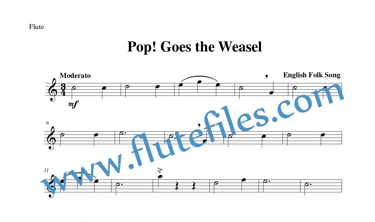 Flute part for Pop! Goes the Weasel flute solo sheet music