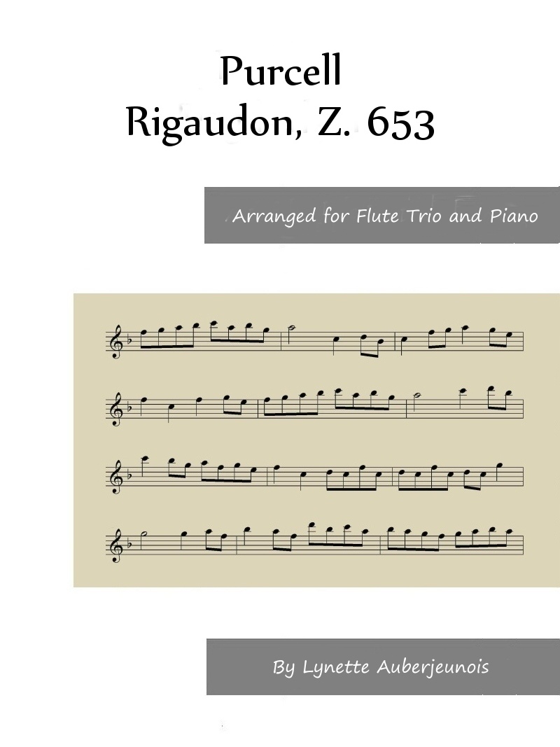 Sheet music cover for Rigaudon, Z. 653 flute trio and piano by Purcell