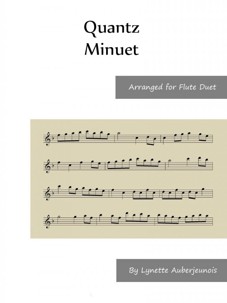 Sheet music cover for Minuet flute duet by Quantz