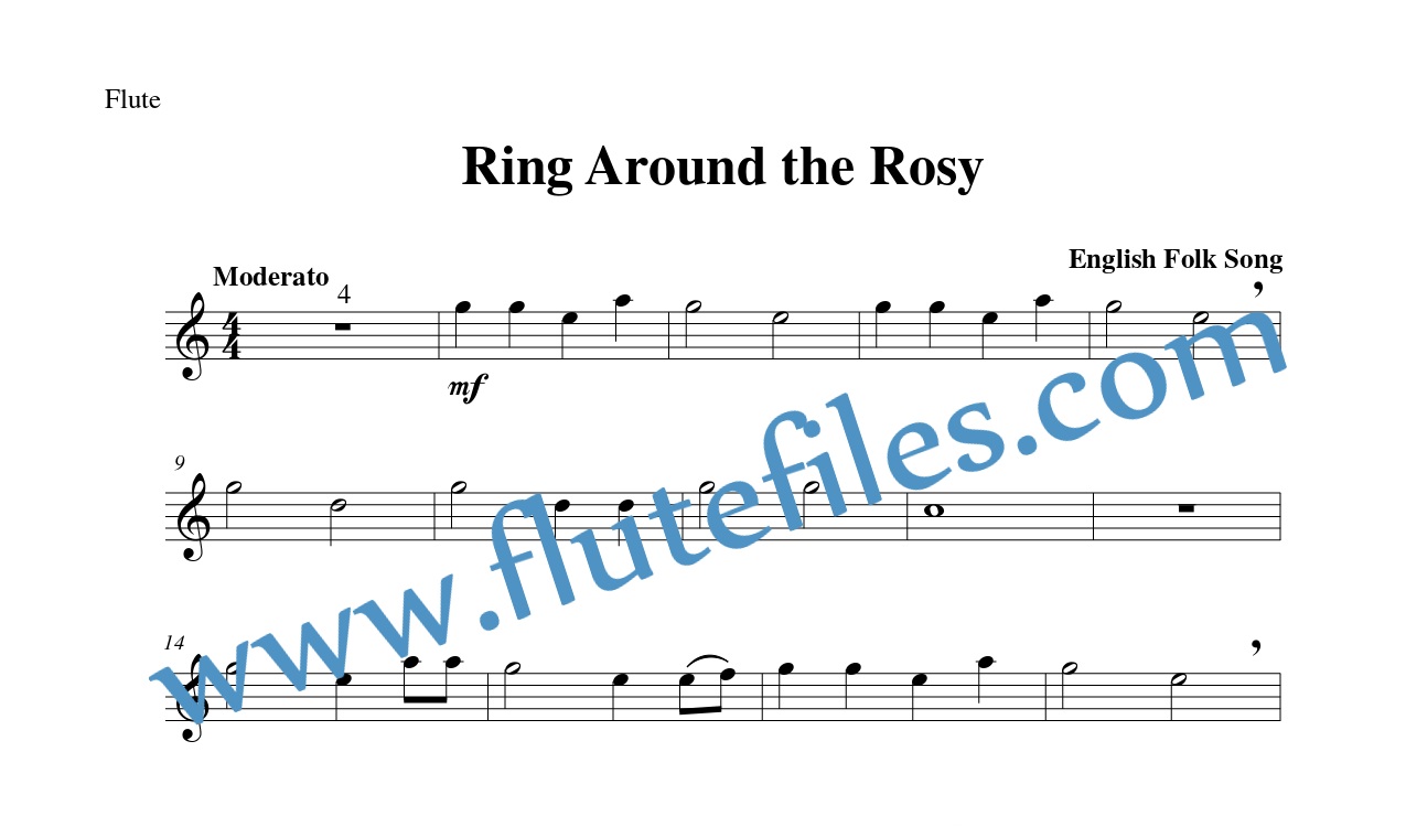 Flute part for Ring Around the Rosy flute solo sheet music