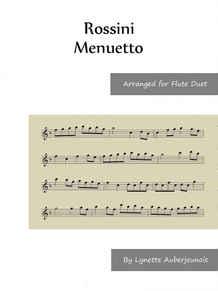 Sheet music cover for Menuetto flute duet by Rossini