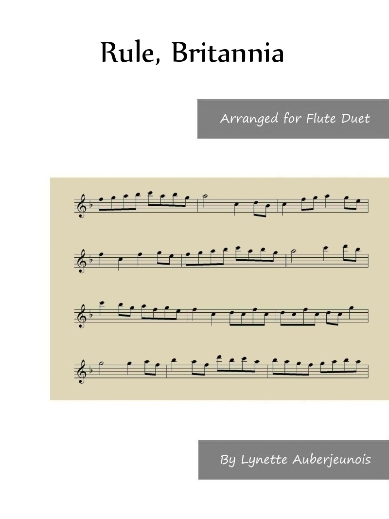 Sheet music cover for Rule, Britannia flute duet