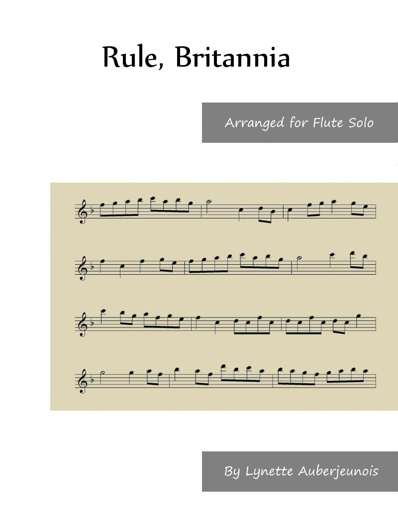 Sheet music cover for Rule, Britannia flute solo