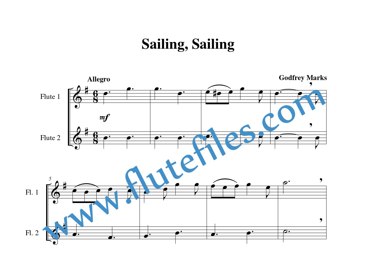 Sailing, Sailing flute duet sheet music