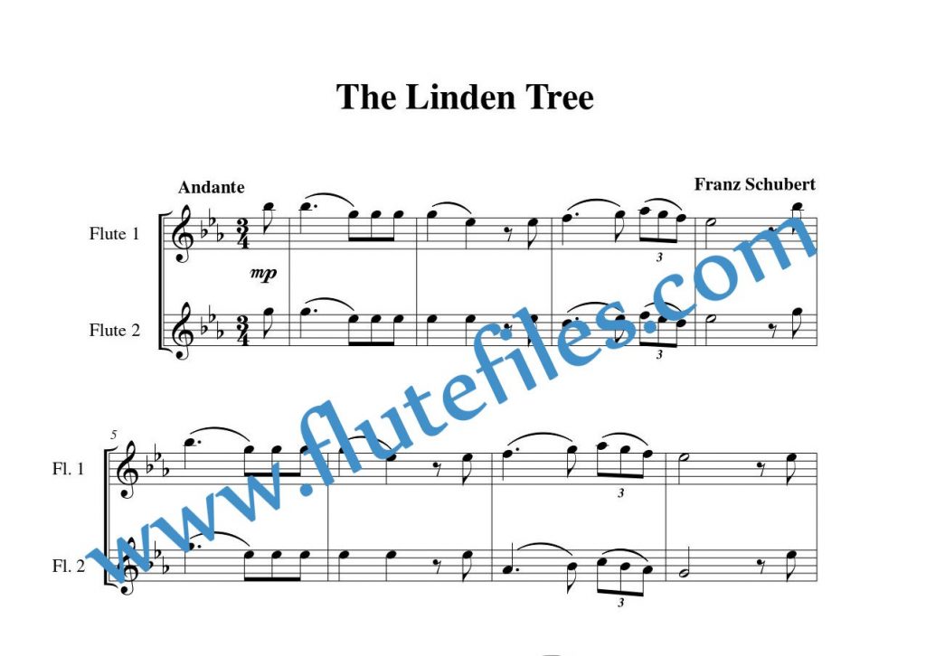 The Linden Tree flute duet sheet music by Schubert