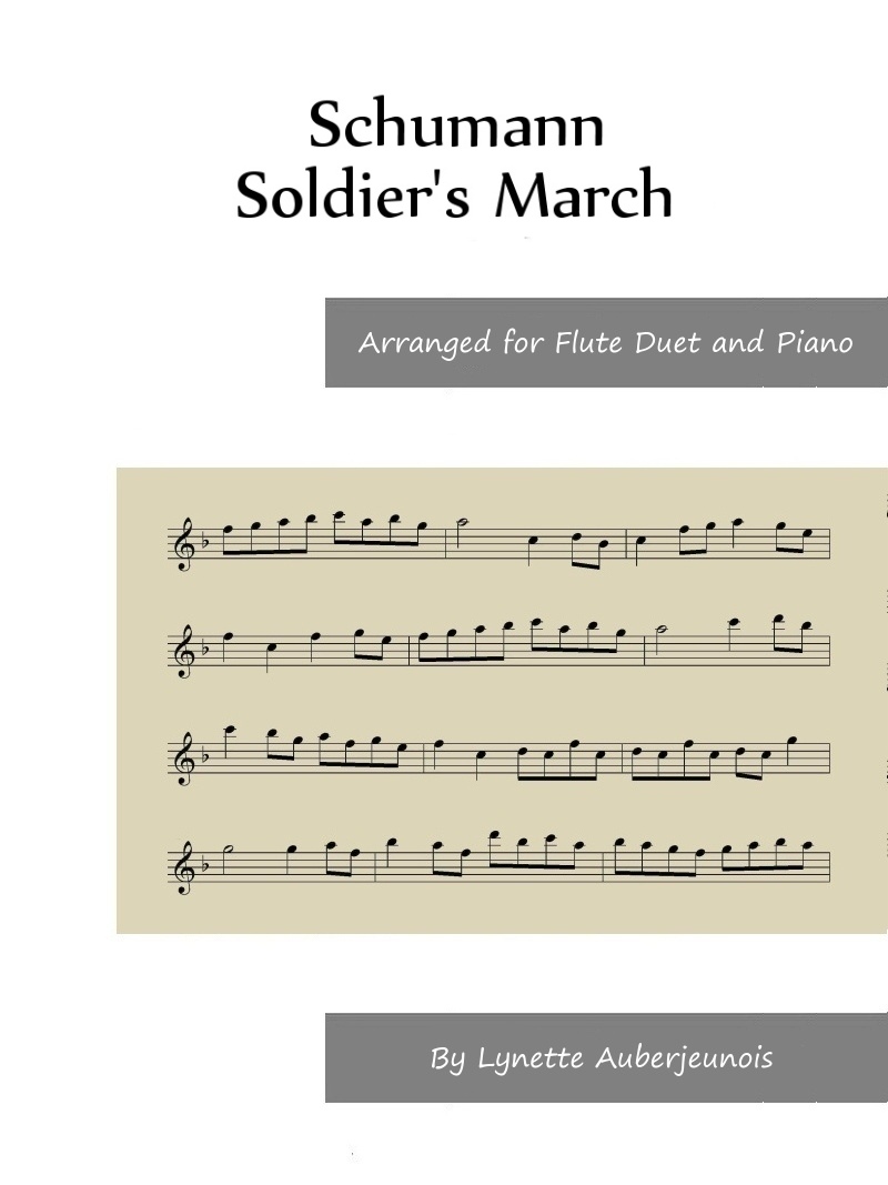 Sheet music cover for Soldiers March flute duet and piano by Schumann