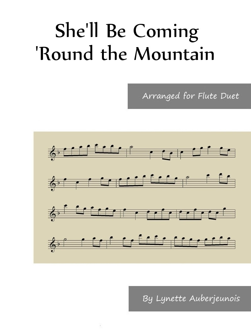 Sheet music cover for Shell Be Coming Round the Mountain flute duet
