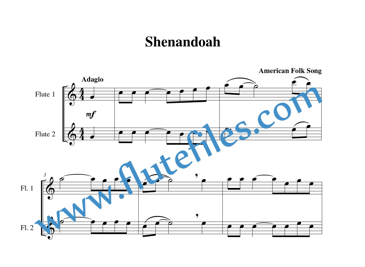 Shenandoah flute duet sheet music
