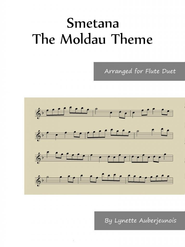 Sheet music cover for The Moldau Theme flute duet by Smetana