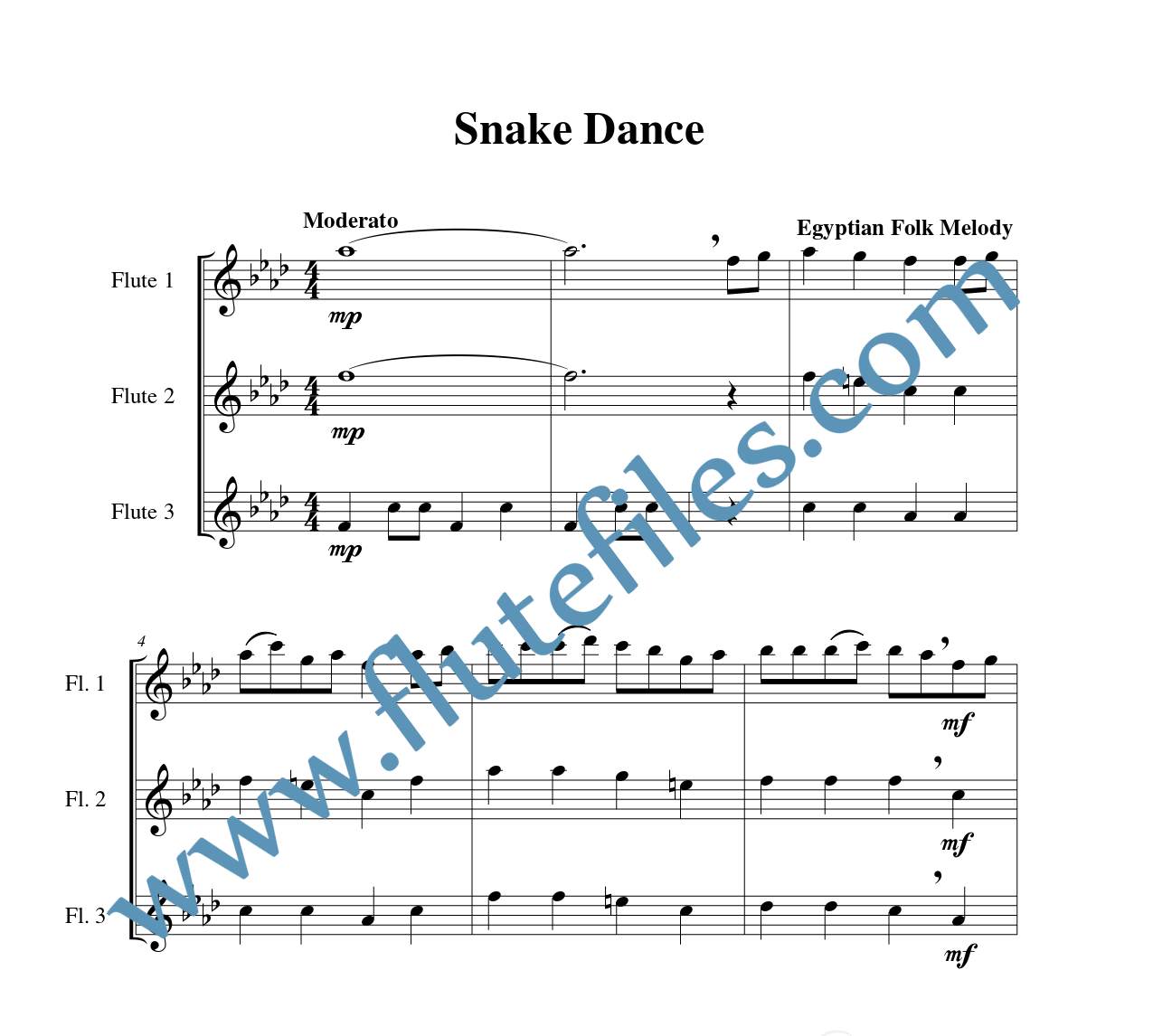Snake Dance flute trio sheet music