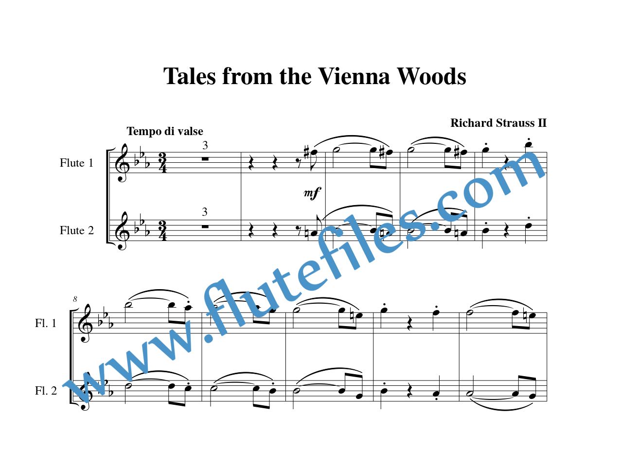Flute part for Tales from the Vienna Woods flute duet and piano sheet music by Strauss