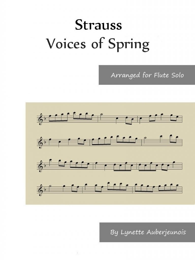 Sheet music cover for Voices of Spring flute solo by Strauss