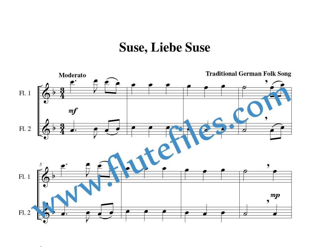 Suse, Liebe Suse flute duet sheet music
