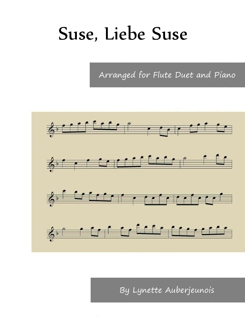Sheet music cover for Suse, Liebe Suse flute duet and piano