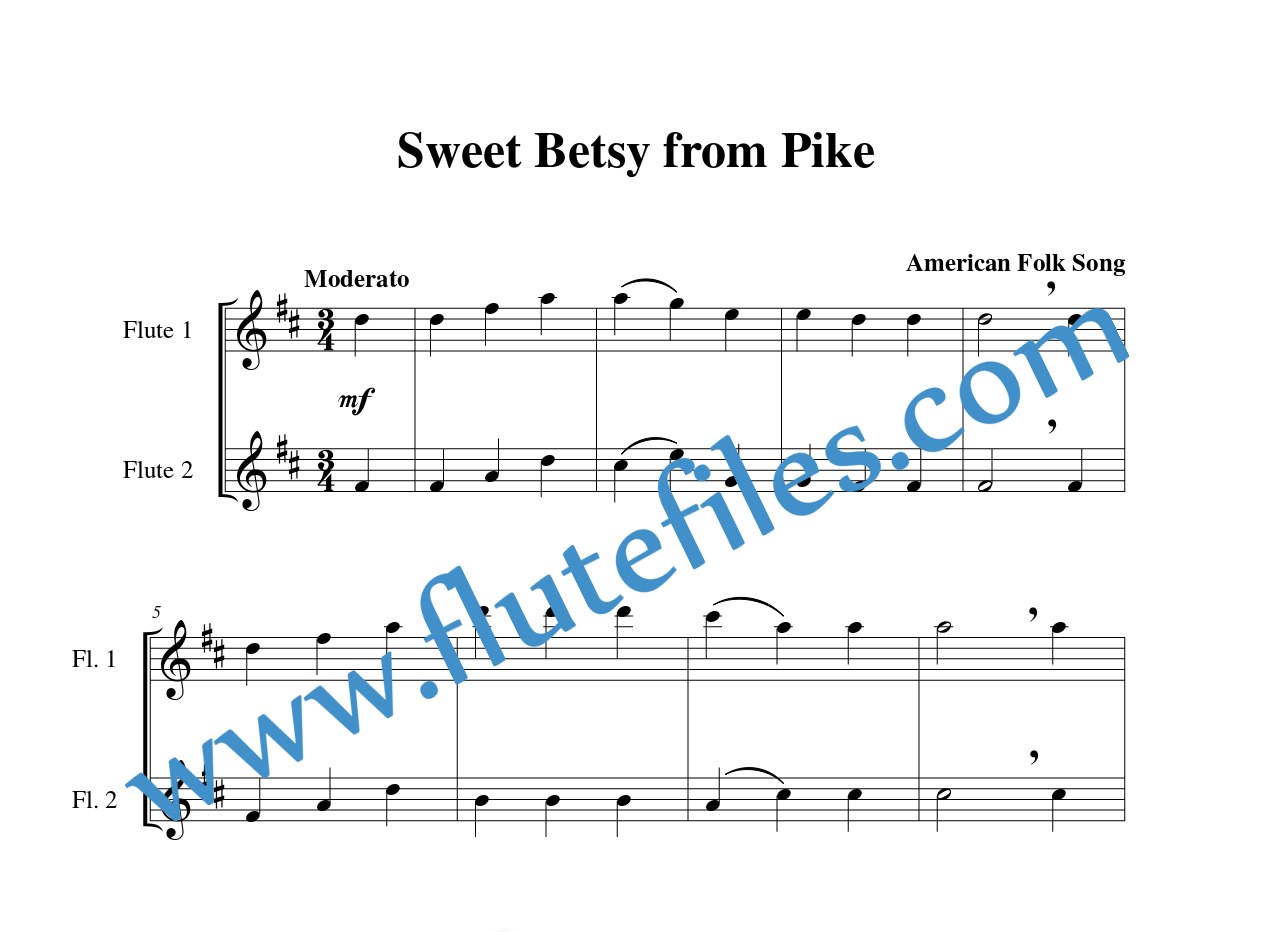 Sweet Betsy from Pike flute duet sheet music