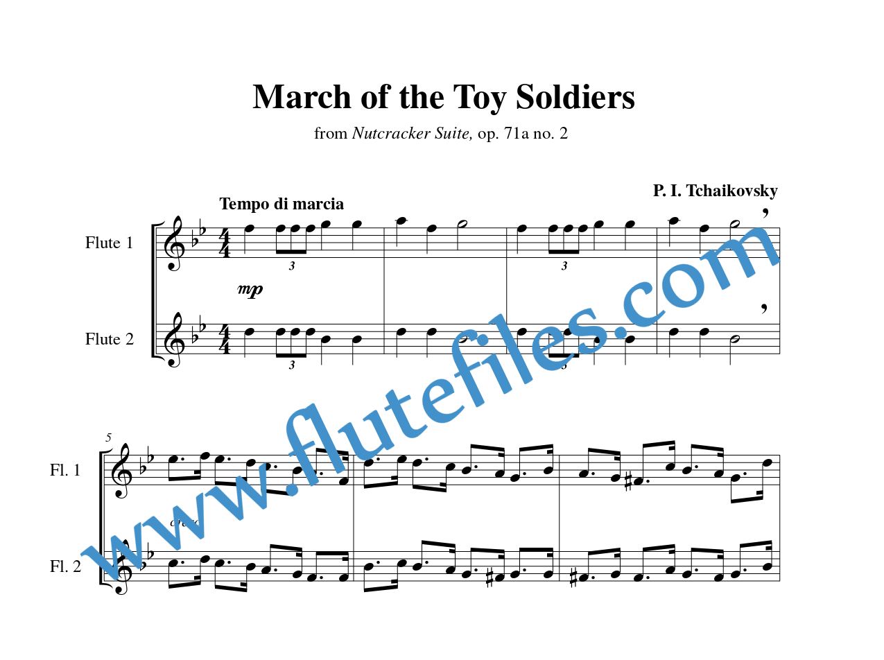 March of the Toy Soldiers flute duet sheet music by Tchaikovsky