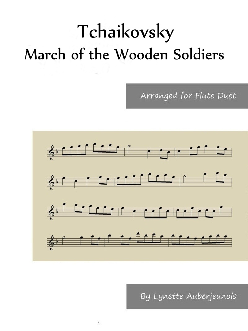 Sheet music cover for March of the Toy Soldiers flute duet by Tchaikovsky