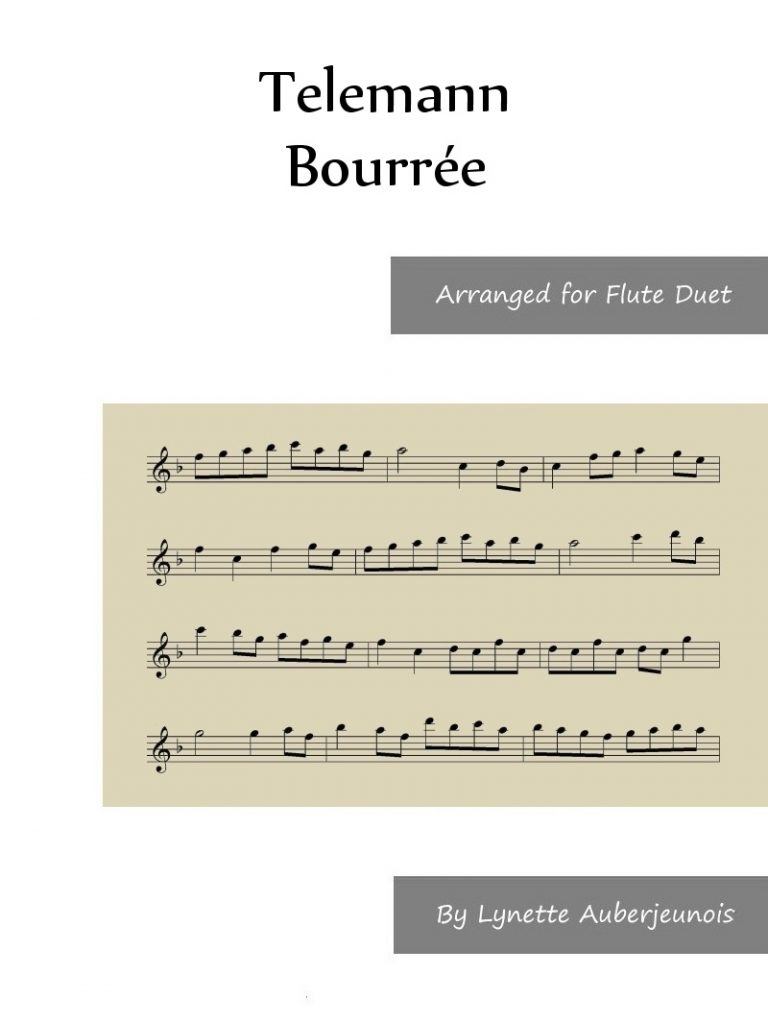 Sheet music cover for Bourrée flute duet by Telemann