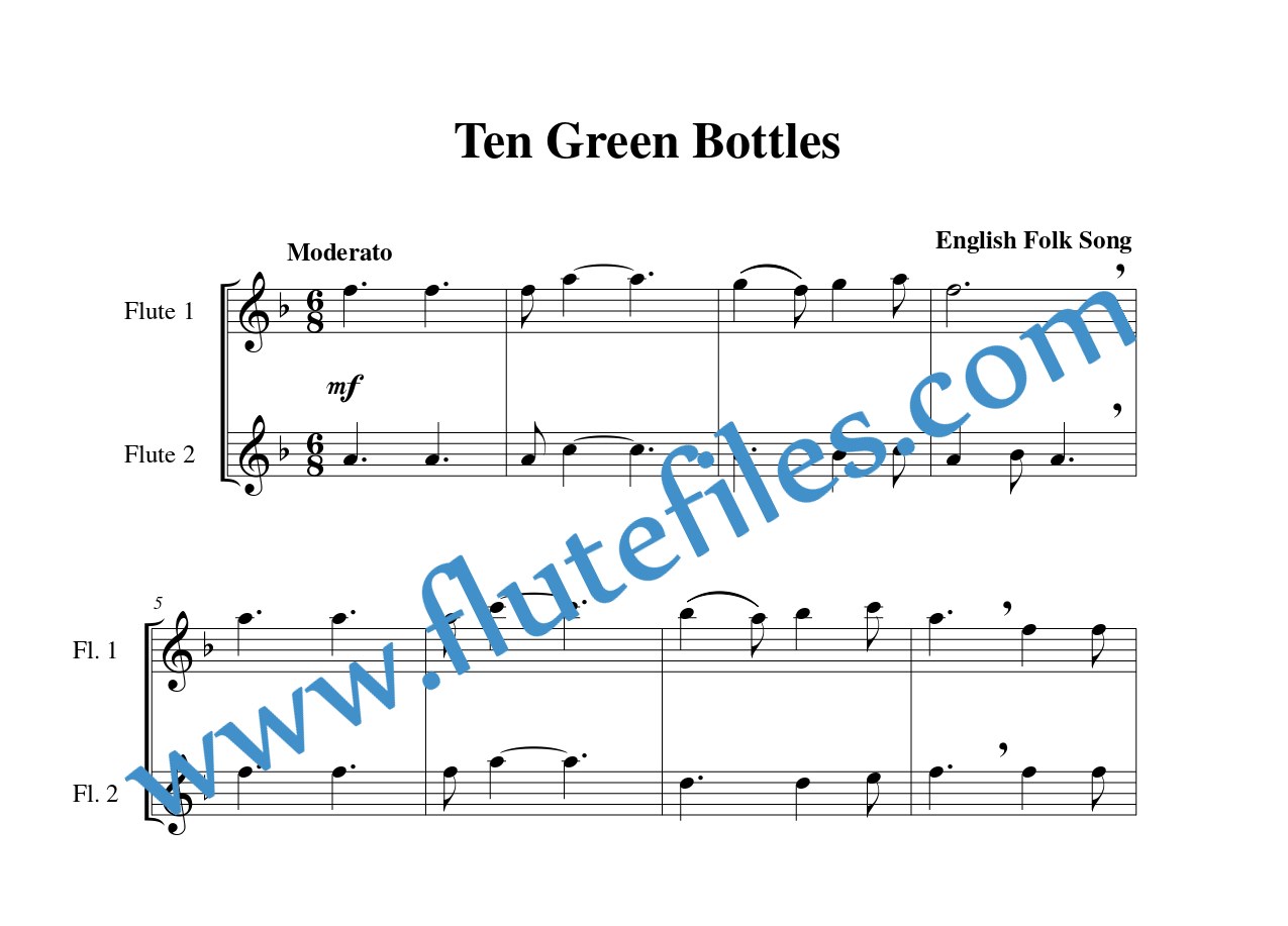 Ten Green Bottles Flute Duet Flute Files Publishing