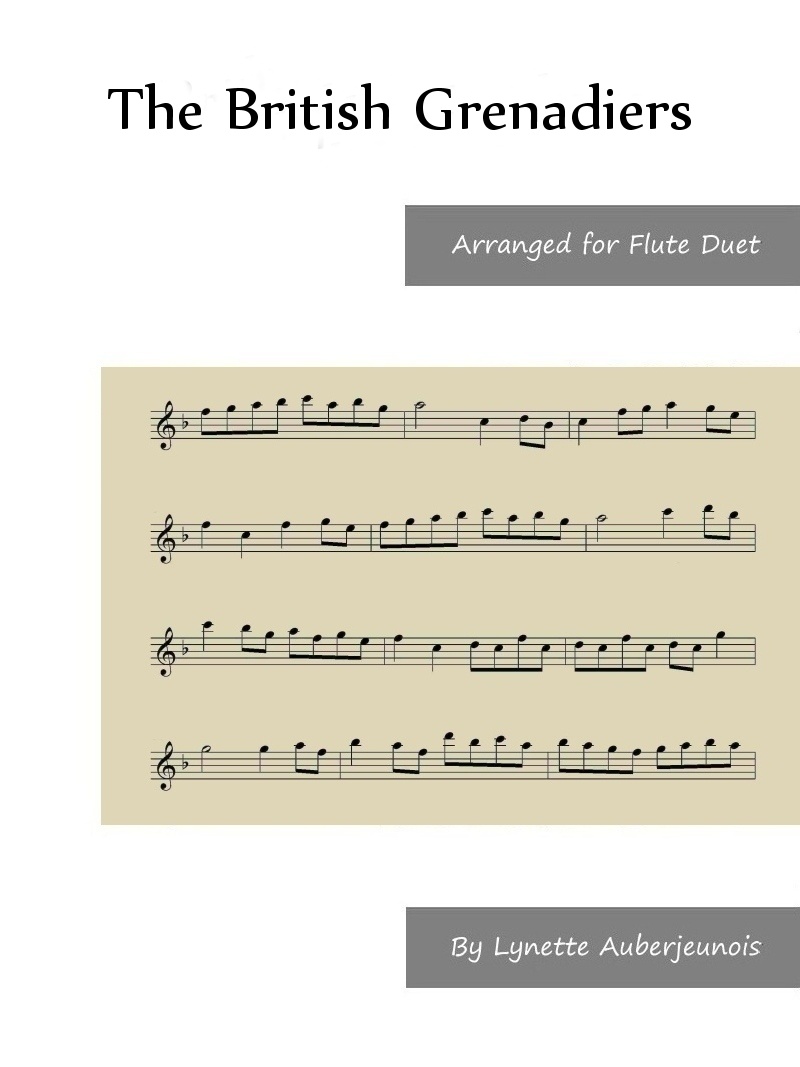 Sheet music cover for The British Grenadiers flute duet