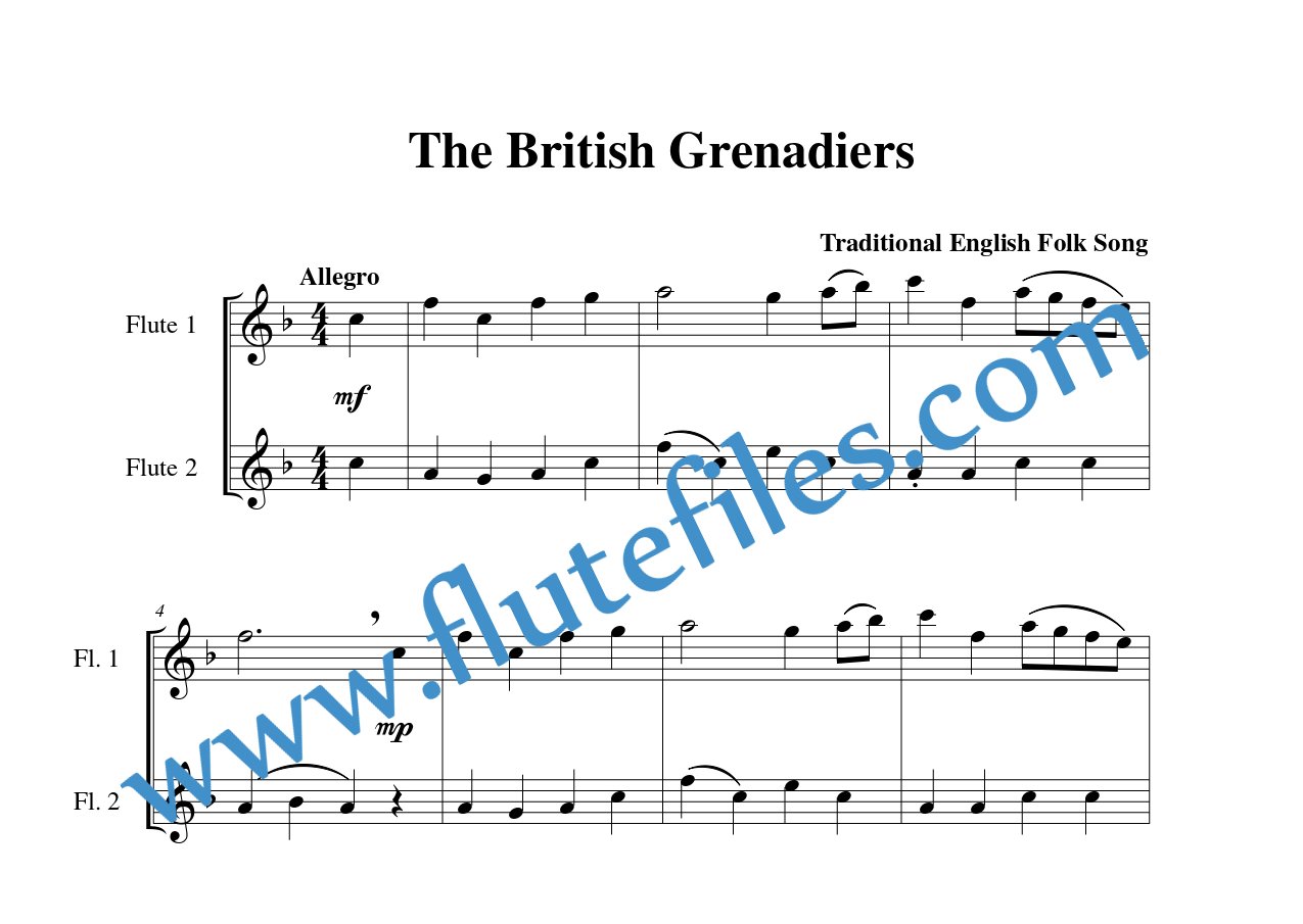The British Grenadiers Flute Duet Flute Files Publishing