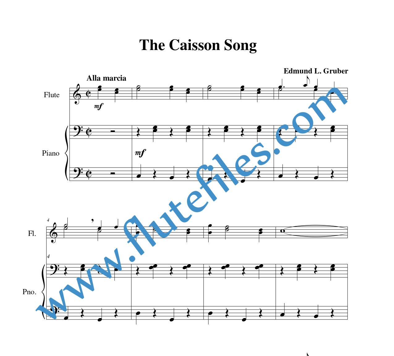 Piano accompaniment part for The Caisson Song flute duet sheet music