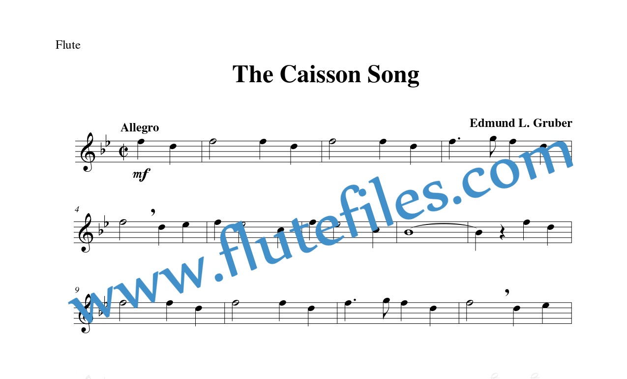 Flute part for The Caisson Song flute solo sheet music