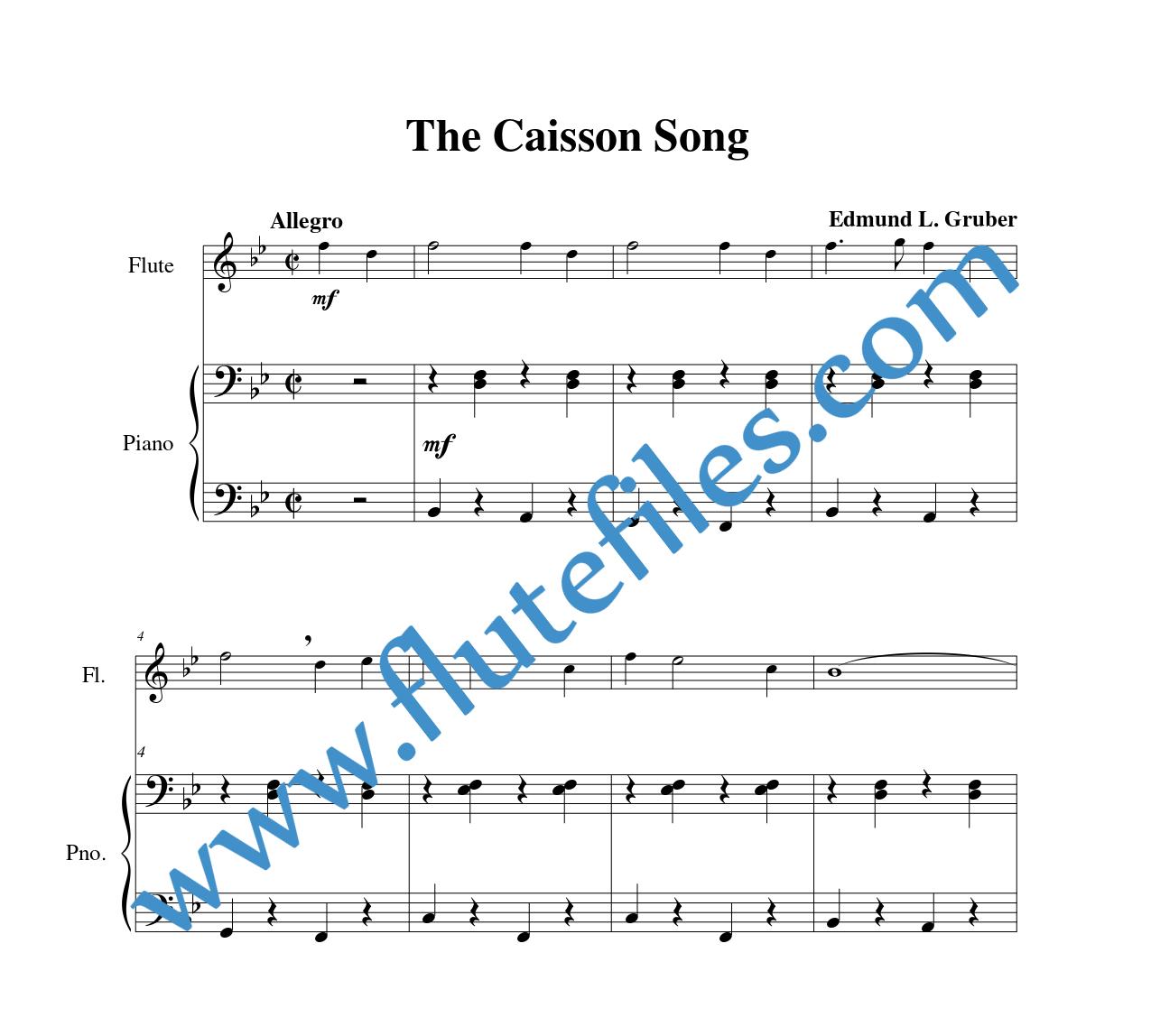 Piano accompaniment for The Caisson Song flute solo sheet music