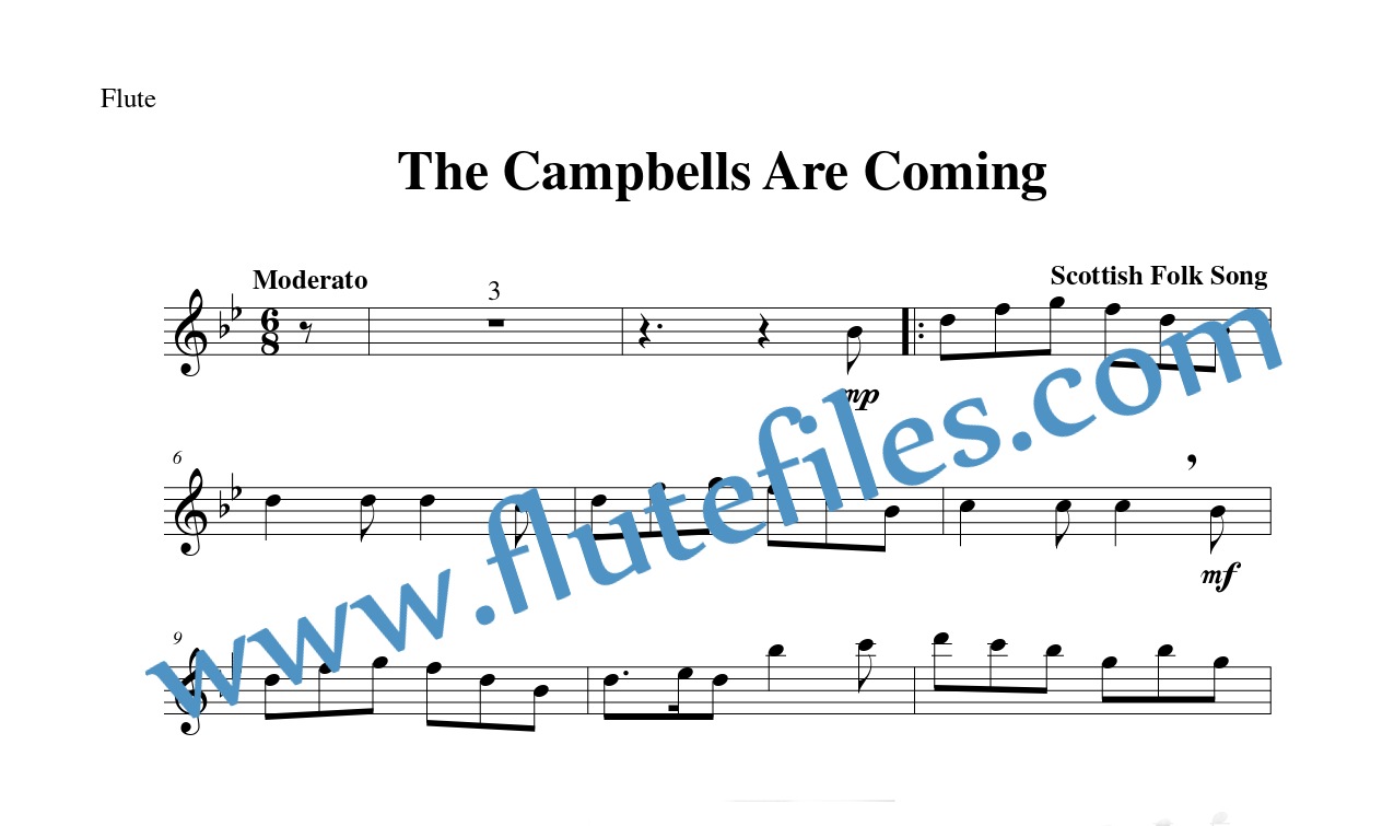Flute part for The Campbells Are Coming flute solo sheet music