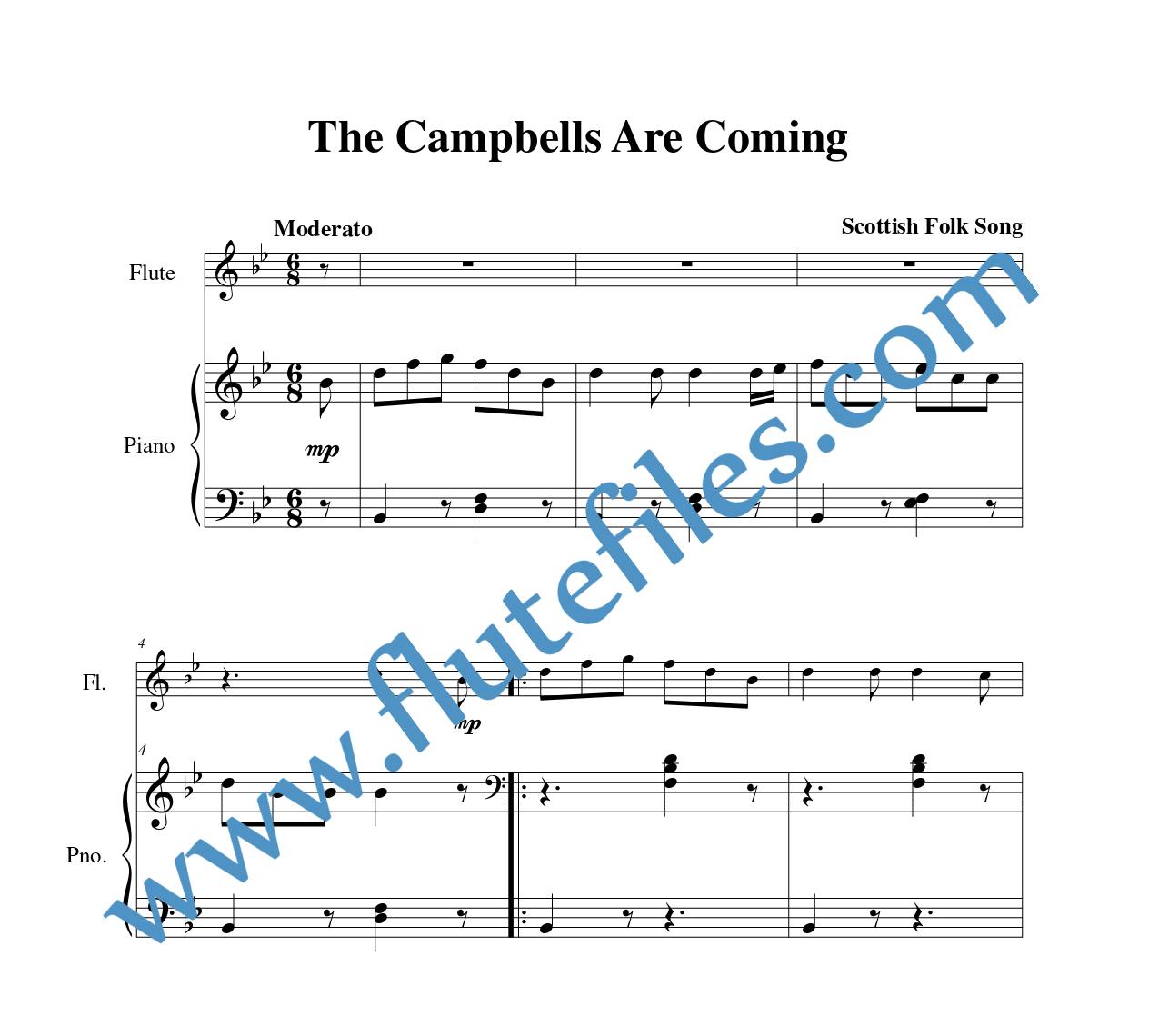 Piano accompaniment for The Campbells Are Coming flute solo sheet music