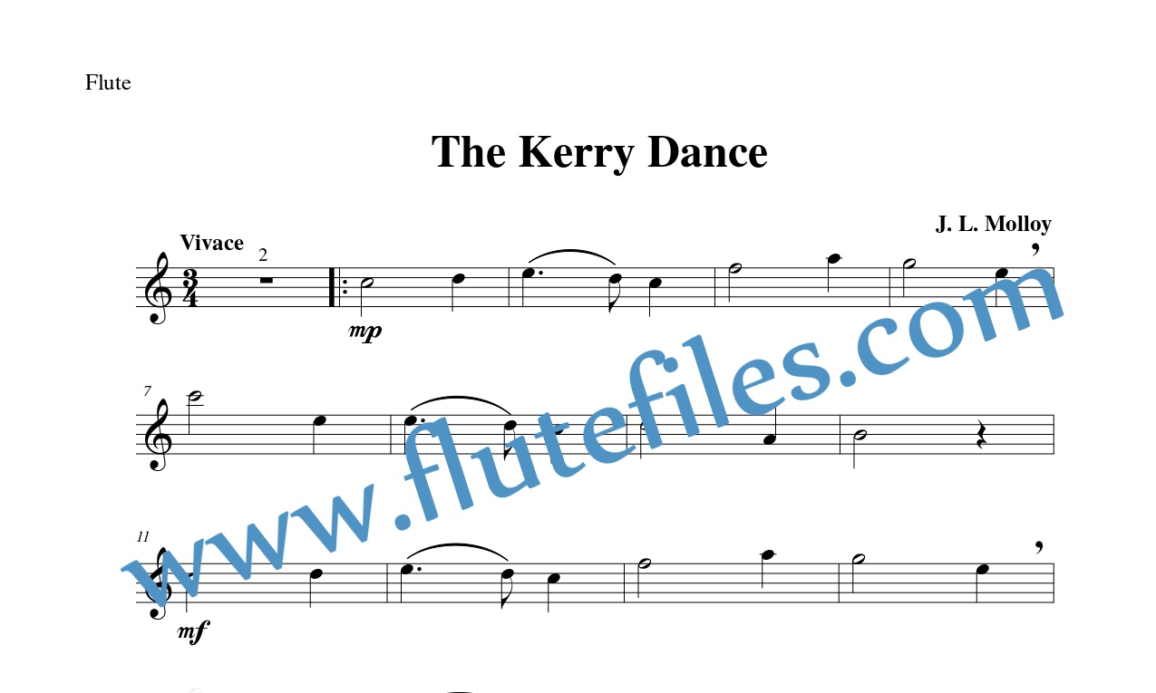Flute part for The Kerry Dance flute solo sheet music