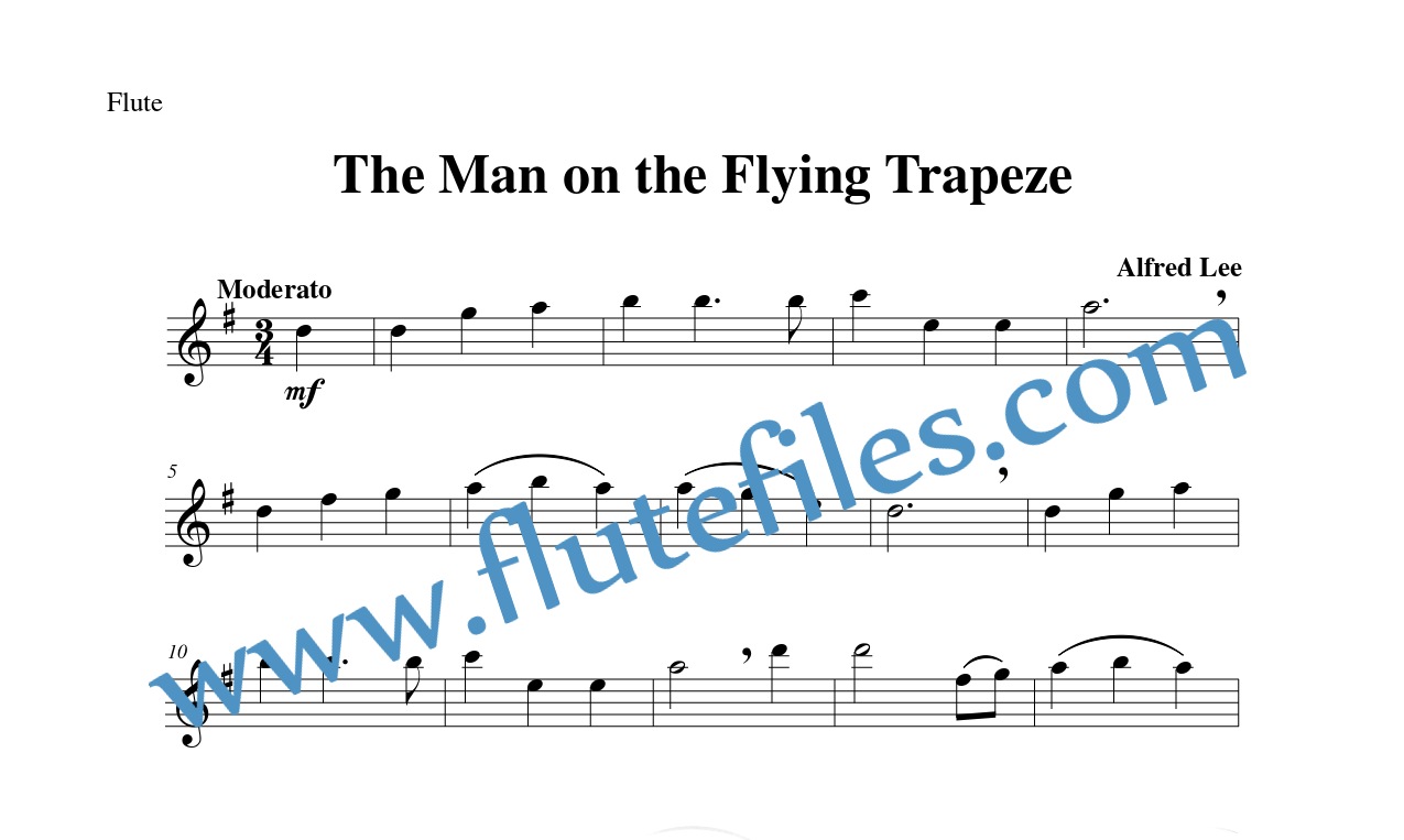 Flute part for The Man on the Flying Trapeze flute solo sheet music