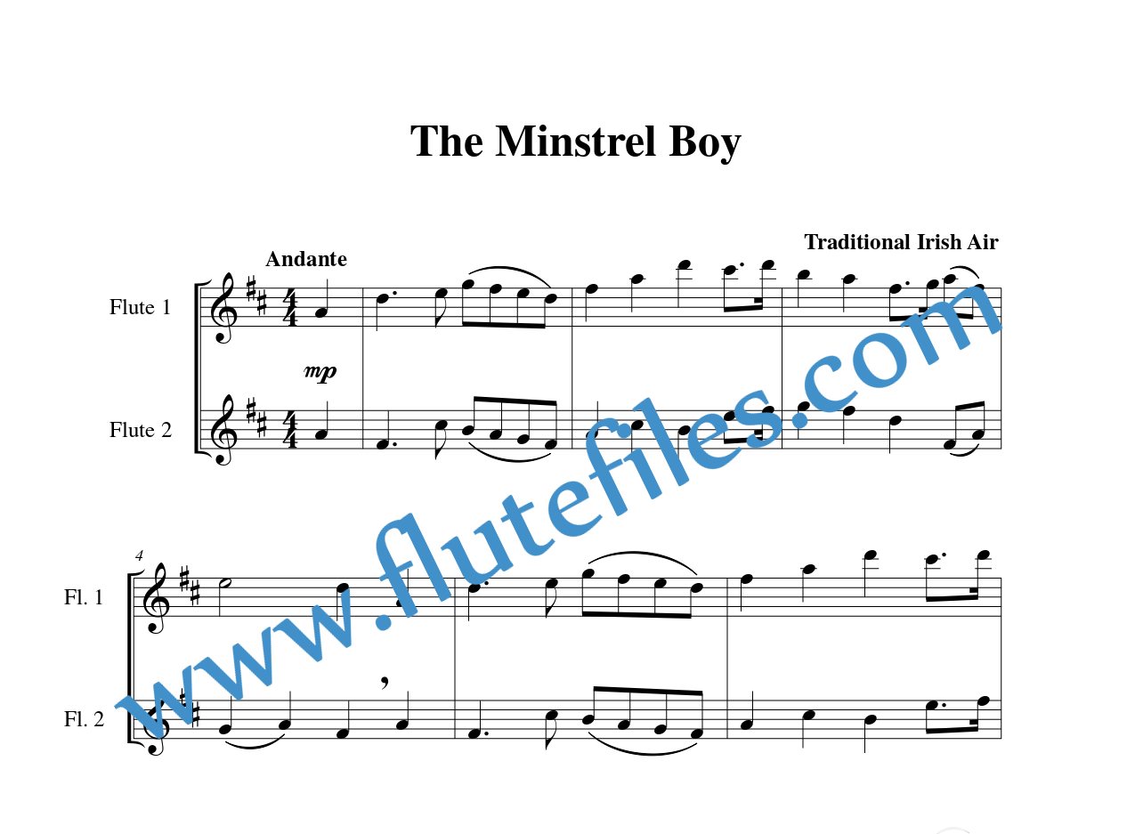 The Minstrel Boy flute duet sheet music