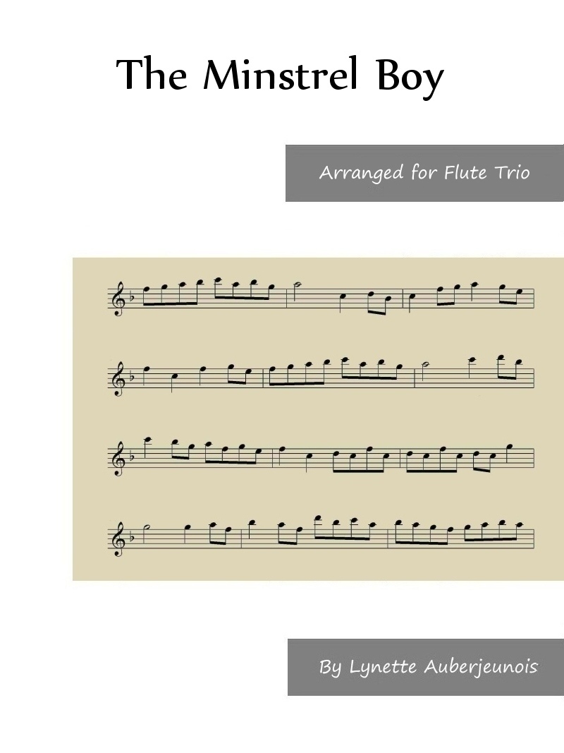 Sheet music cover for The Minstrel Boy flute trio