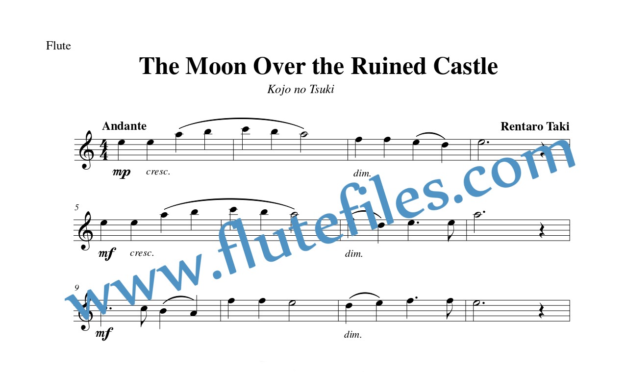 Flute part for The Moon Over the Ruined Castle flute solo sheet music