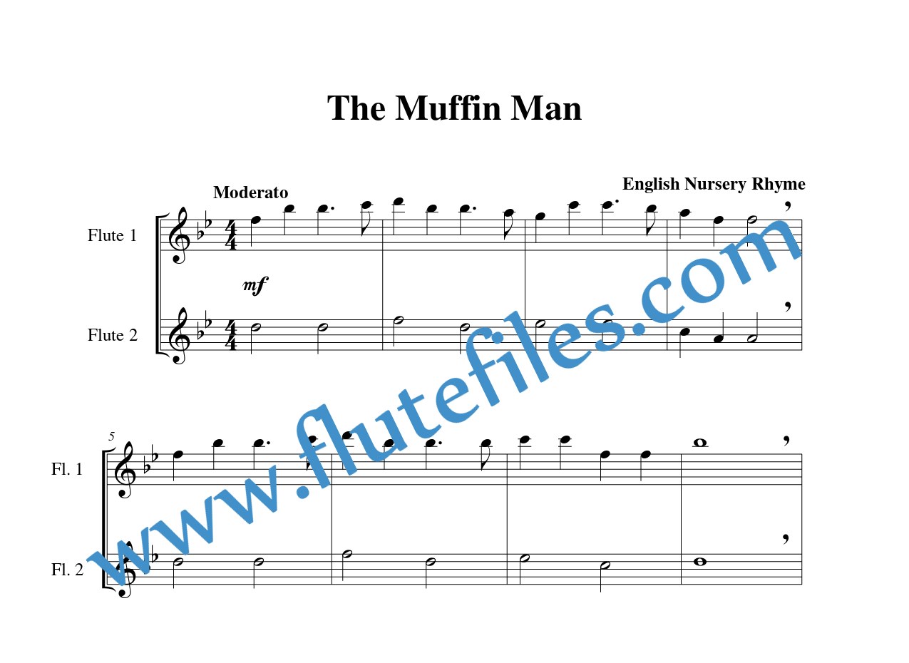 The Muffin Man flute duet sheet music