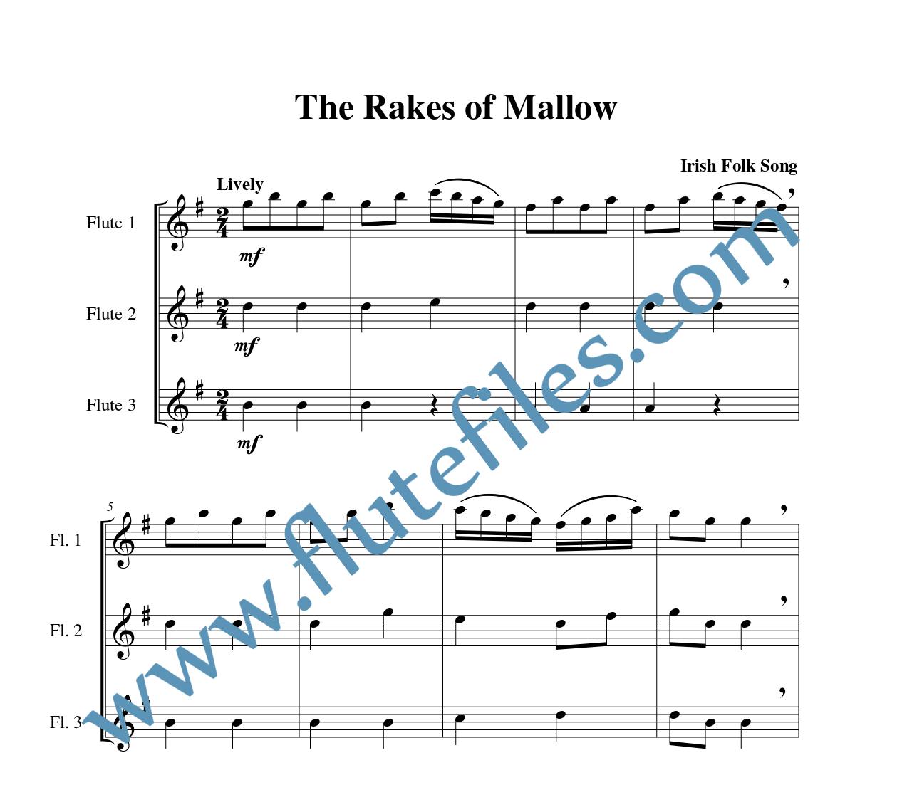 The Rakes of Mallow Flute Trio Flute Files Publishing