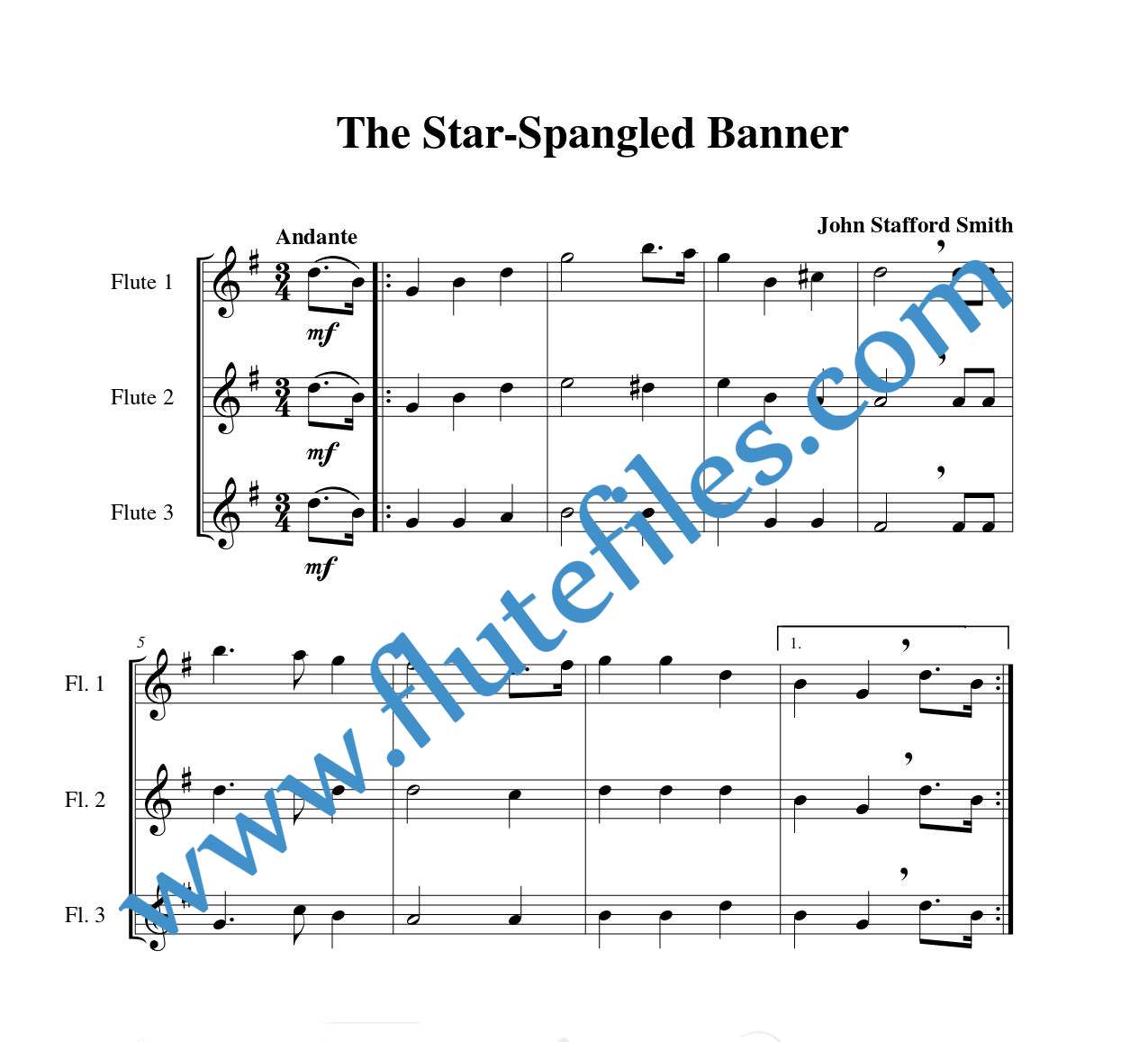 The Star-Spangled Banner flute trio sheet music