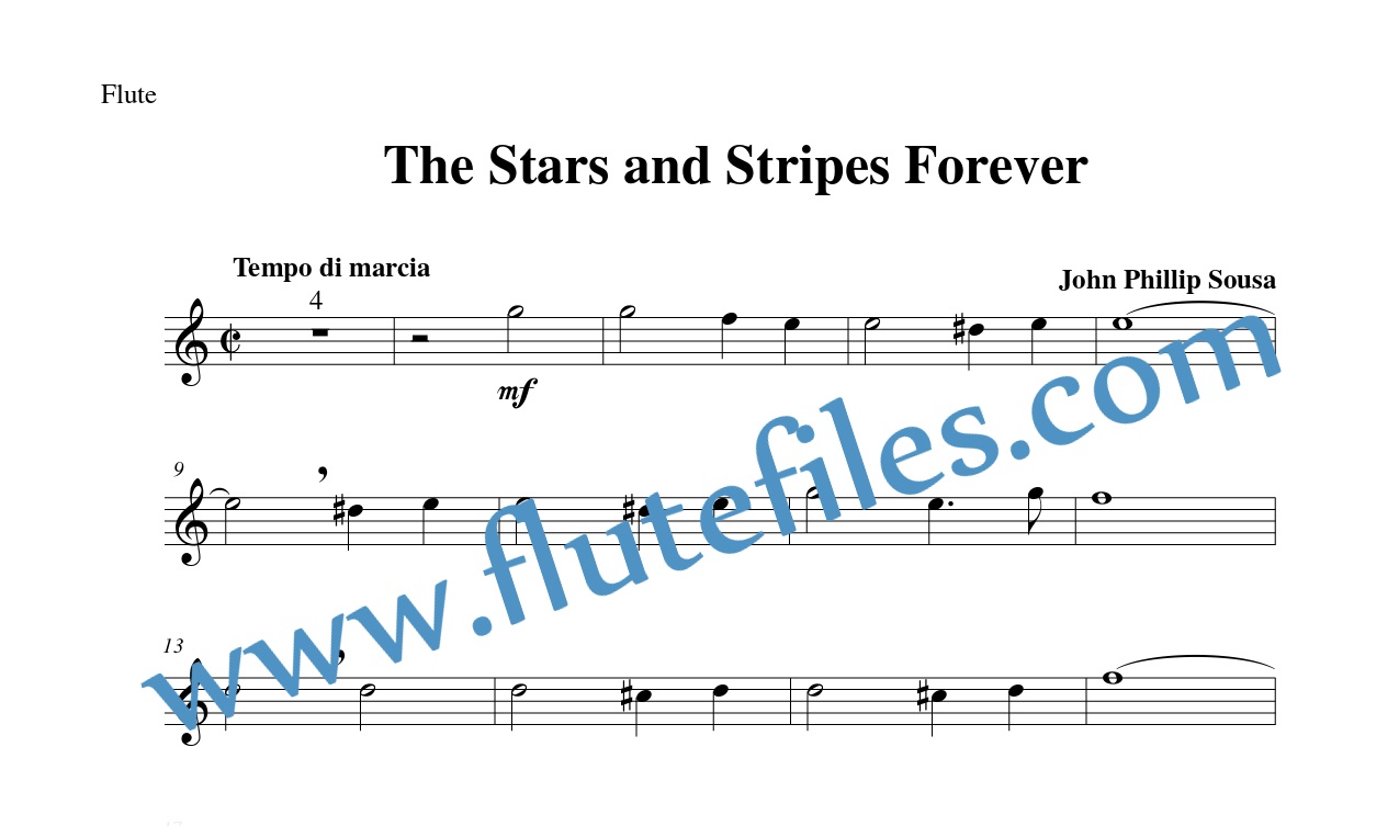 Flute part for The Stars and Stripes Forever flute solo sheet music