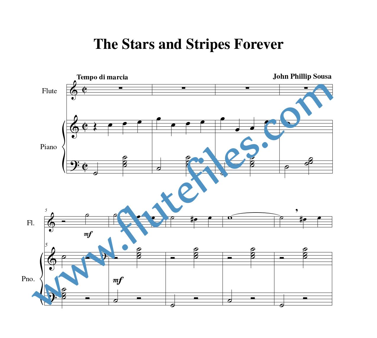 Piano accompaniment for The Stars and Stripes Forever flute solo sheet music