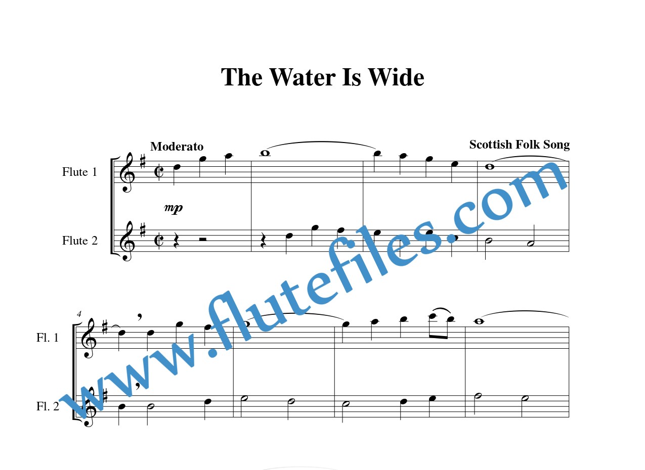 The Water Is Wide flute duet sheet music