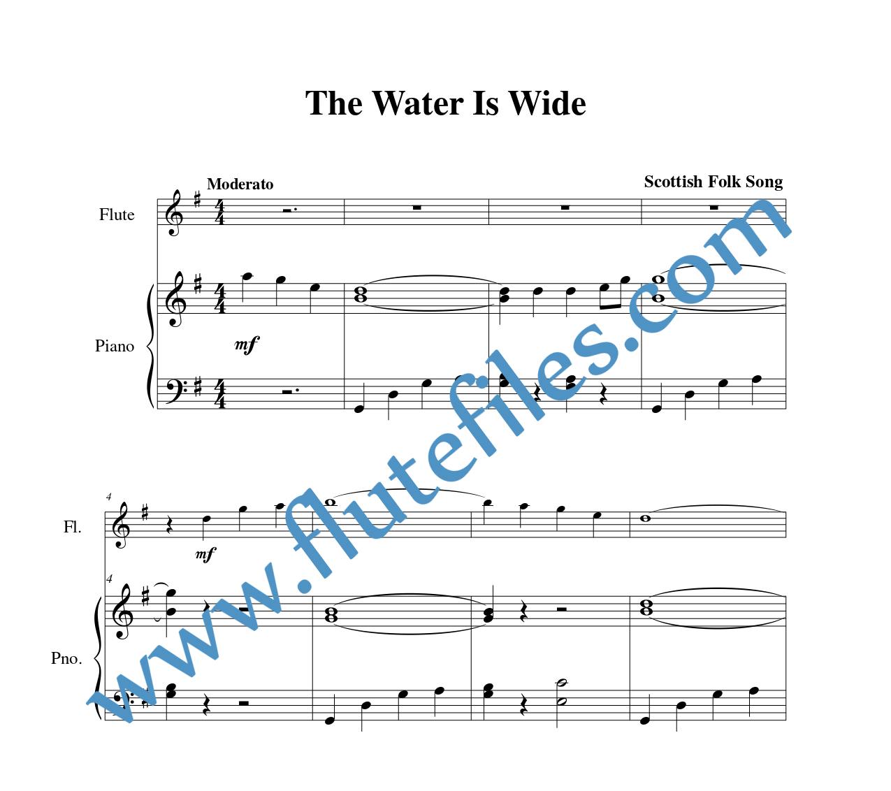 Piano accompaniment for The Water Is Wide flute solo sheet music