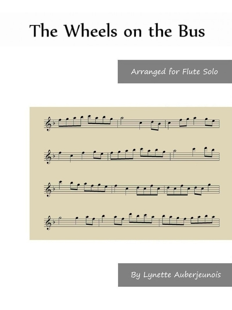 Sheet music cover for The Wheels on the Bus flute solo